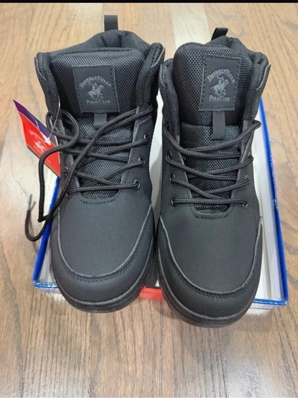 New Beverly Hills Polo Club Men's Black Lace-Up High-Top Boots